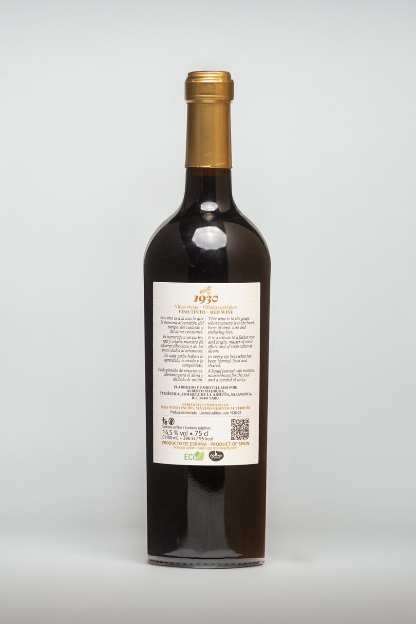 Contraetiqueta de 1930 · Bodega Julián Madruga